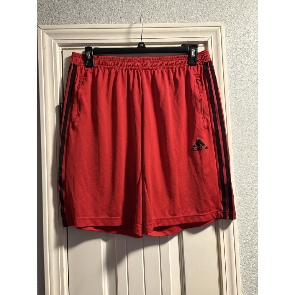 Adidas Aeroready PrimeBlue Athletic Shorts Mens Red Black Stripe Size XL